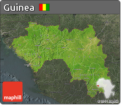 Satellite Map of Guinea, darken, semi-desaturated