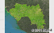 Satellite Map of Guinea, darken, semi-desaturated, land only