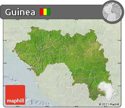 Satellite Map of Guinea, lighten