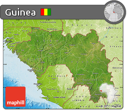 Satellite Map of Guinea, physical outside