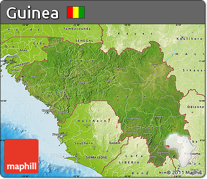 Satellite Map of Guinea, physical outside