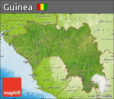 Satellite Map of Guinea, physical outside