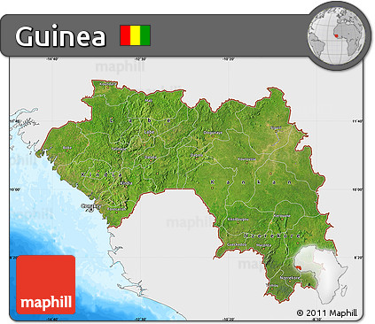 Satellite Map of Guinea, single color outside, bathymetry sea
