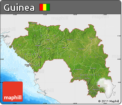 Satellite Map of Guinea, single color outside, bathymetry sea