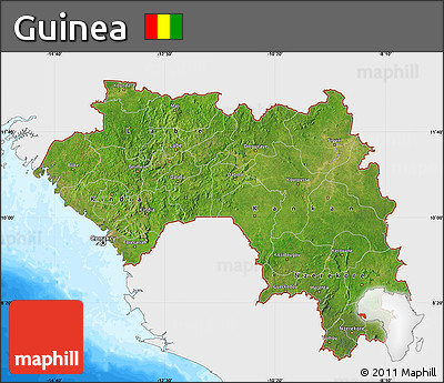 Satellite Map of Guinea, single color outside, bathymetry sea