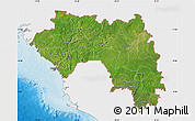 Satellite Map of Guinea, single color outside, bathymetry sea, shaded relief sea