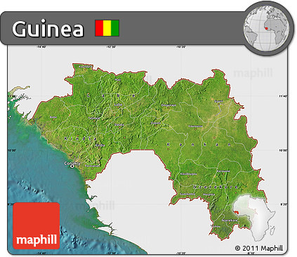 Satellite Map of Guinea, single color outside