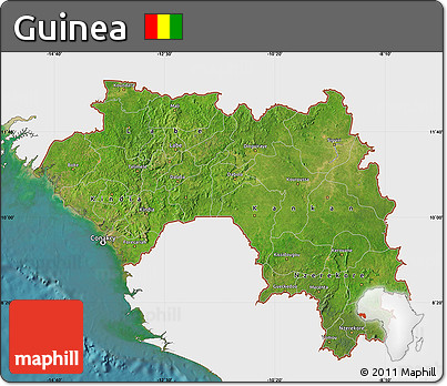 Satellite Map of Guinea, single color outside