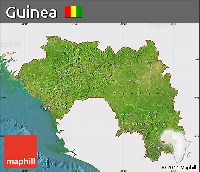 Satellite Map of Guinea, single color outside