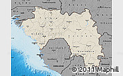 Shaded Relief Map of Guinea, darken, desaturated, land only