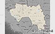 Shaded Relief Map of Guinea, darken, desaturated