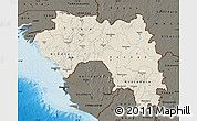 Shaded Relief Map of Guinea, darken, land only