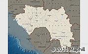 Shaded Relief Map of Guinea, darken