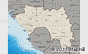 Shaded Relief Map of Guinea, darken, semi-desaturated, land only