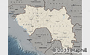 Shaded Relief Map of Guinea, darken, semi-desaturated