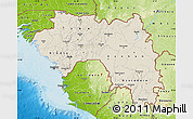 Shaded Relief Map of Guinea, physical outside