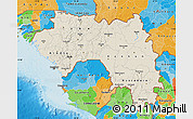 Shaded Relief Map of Guinea, political outside, shaded relief sea