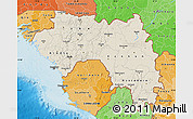 Shaded Relief Map of Guinea, political shades outside, shaded relief sea