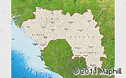 Shaded Relief Map of Guinea, satellite outside, shaded relief sea
