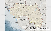 Shaded Relief Map of Guinea, semi-desaturated