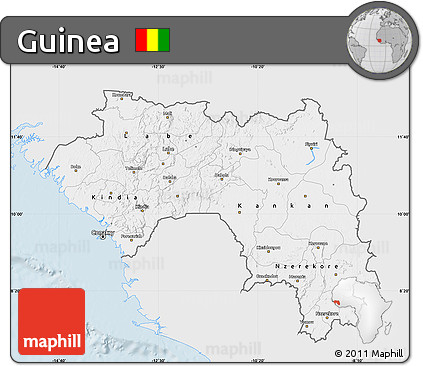 Silver Style Map of Guinea, single color outside