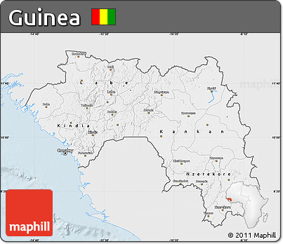 Silver Style Map of Guinea, single color outside