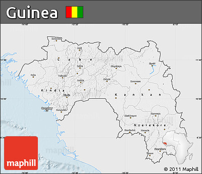 Silver Style Map of Guinea, single color outside