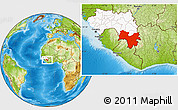 Physical Location Map of Nzerekore, highlighted country