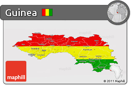 Flag Panoramic Map of Guinea, flag rotated