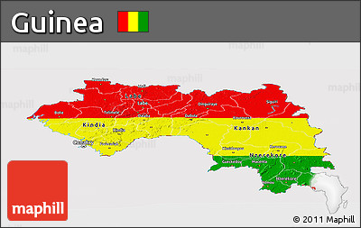 Flag Panoramic Map of Guinea, flag rotated