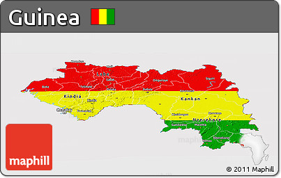 Flag Panoramic Map of Guinea, flag rotated