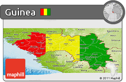 Flag Panoramic Map of Guinea, physical outside