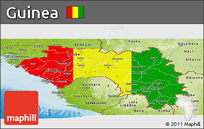 Flag Panoramic Map of Guinea, physical outside