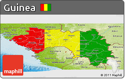 Flag Panoramic Map of Guinea, physical outside