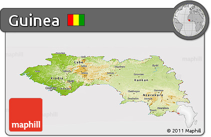 Physical Panoramic Map of Guinea, cropped outside