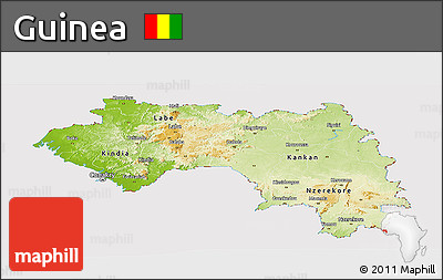 Physical Panoramic Map of Guinea, cropped outside
