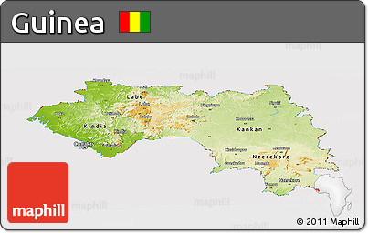 Physical Panoramic Map of Guinea, cropped outside