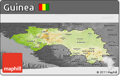 Physical Panoramic Map of Guinea, darken, desaturated