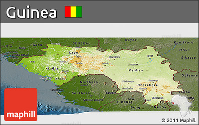 Physical Panoramic Map of Guinea, darken