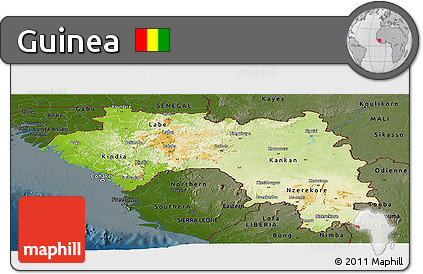 Physical Panoramic Map of Guinea, darken