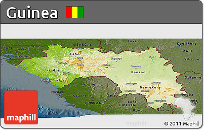 Physical Panoramic Map of Guinea, darken