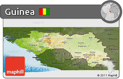 Physical Panoramic Map of Guinea, darken, land only