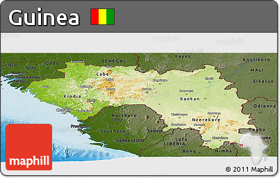 Physical Panoramic Map of Guinea, darken, land only