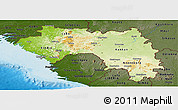 Physical Panoramic Map of Guinea, darken, land only