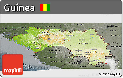 Physical Panoramic Map of Guinea, darken, semi-desaturated