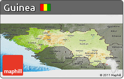 Physical Panoramic Map of Guinea, darken, semi-desaturated, land only