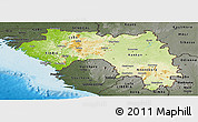 Physical Panoramic Map of Guinea, darken, semi-desaturated, land only