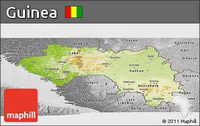 Physical Panoramic Map of Guinea, desaturated