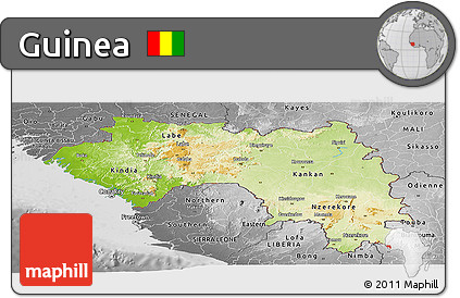 Physical Panoramic Map of Guinea, desaturated