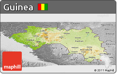 Physical Panoramic Map of Guinea, desaturated
